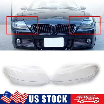 1 Pair Left & Right Headlamp Headlight Lens Cover Clear For BMW Z4 E85 2003-2008 Foto 1 de 4