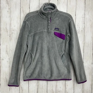 Patagonia Re-Tool Snap-T® Pullover Gray Pink Warm Soft Fleece Sweater Large - Picture 1 of 10