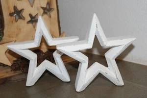 2 stehende Sterne offen, Zement, shabby-chic, Durchmesser 20 cm, 2 Sterne im Set - Bild 1 von 2
