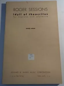 Roger Sessions: Idyll of Theocritus - Edward B Marks Study Score Paperback - Picture 1 of 3