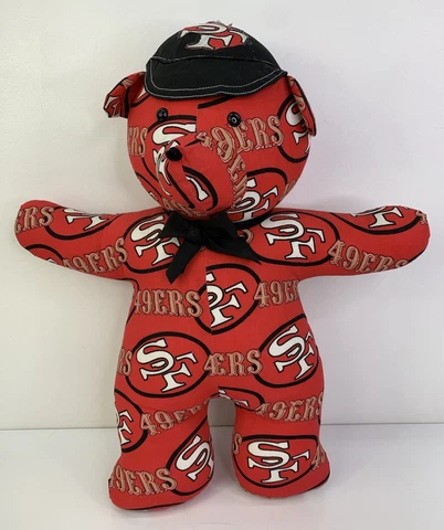 Handmade Sewn San Francisco SF 49ers Stuffed Animal Bear With Hat 19” Cover