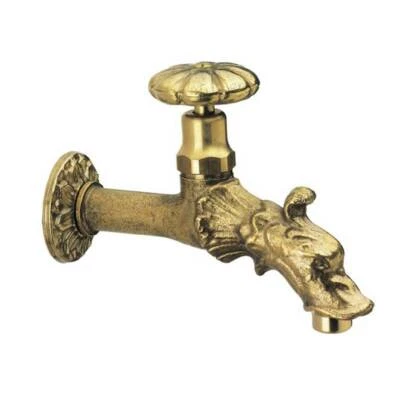 Rubinetto Artistico Pomolo Esterno in Ottone Fontana Antico Giardino Drago - Immagine 1 di 2