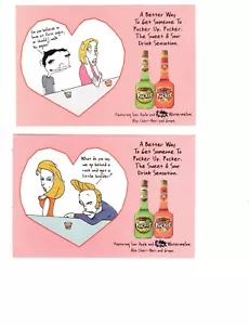Two 1999 DeKuyper Pucker Valentine Postcards - Picture 1 of 2