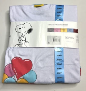 *NWT* 2 Piece Snoopy Peanuts Women’s Pajama Set Short Sleeve Pants KNIT Fabric L - Picture 1 of 3