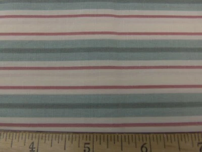 Green,Cream,Mauve Stripe by Joan Kessler for Concord/3.5yds./New/100% Cotton - Image 1 of 2