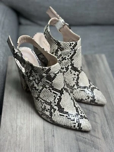 ALDO Legiladia Sling Back Mule Faux Snakeskin Block Heel Women’s Size 6.5 Cream - Picture 1 of 11