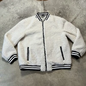 I.N.C. International Concepts Jacket Mens XXL Ivory Fleece Zip-Front Varsity - Picture 1 of 8