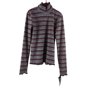 Turtleneck Neck Sweater Art Class Girls S Striped Red Metallic Scalloped Top - Picture 1 of 8