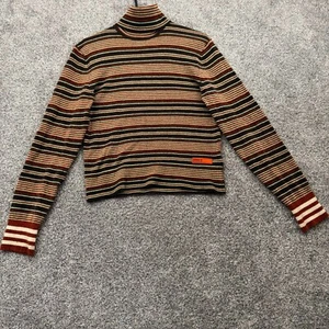 Adidas Wales Bonner Turtleneck Sweater Women S Groovy Retro 70s Striped Chenille - Picture 1 of 12