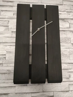 Schwarze Wanduhr  rechteckig groß uhr - Bild 1 von 3