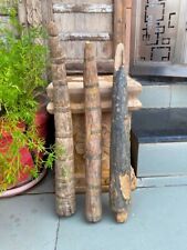 1800's Rare Ancient Wooden Hand Carved Painted Tribal Safety Dagger 3 Sword