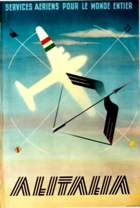 Original vintage poster ALITALIA WORLD WIDE SERVICE 1948 - Picture 1 of 1
