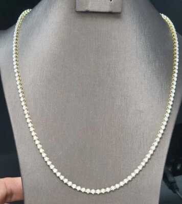 DEAL!7.50CT GENUINE DIAMONDS ETERNITY TENNIS NECKLACE 10K YELLOW GOLD 22" - Image 1 of 4