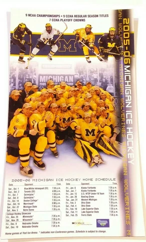2005-06 Michigan Wolverines Hockey Magnet Schedule Cover