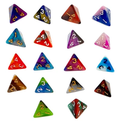 MARKENLOS Würfel 4-Seiten 2-Farbig-Bunt Marmoriert W4 Einzeln Payramiedenwürfel