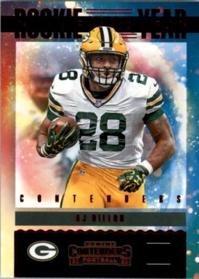 A.J. Dillon 2020 Contenders Rookie of the Year Ruby Parallel RC Packers - Image 1 of 2
