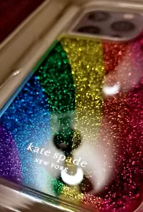 SALE New Kate Spade New York iPhone 15 Pro - Liquid Rainbow Glitter Case - Picture 1 of 7