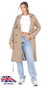 Women's Double Breasted Belt Decor & Trench Coat(8-10UK) - Picture 1 of 3