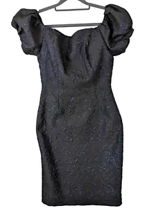 Betsy & Adam Evening Dress size 12 Puff Sleeve Sheath Sparkle Cocktail Party - Picture 1 of 15