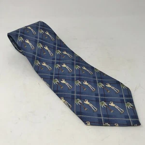 Tommy Bahama Herren Krawatte Handarbeit Seide blau grün beige Golf Tropical Tie - Bild 1 von 5