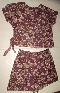 Women's Hawaiian Vintage Hilo Hattie Two Piece Top + Sarong Skirt Fijiette Large - Picture 1 of 4