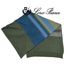 Loro Piana Cashmere knit scarf khaki x blue green 91% cashmere, 9% silk