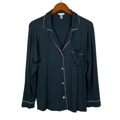 Conjunto de Pijama Eberjey Negro Botón Frontal Manga Larga Camisa Pantalones Para Mujer M Foto 1 de 4