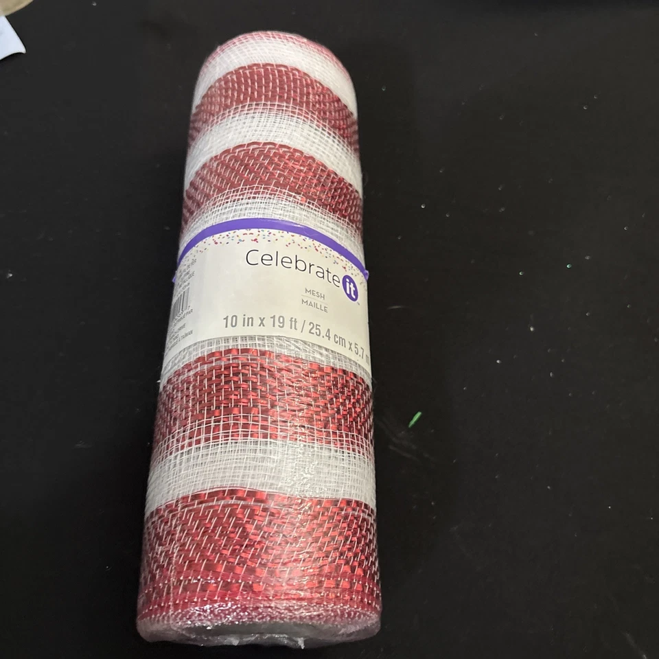 Creative It Deco Malla Rayas Rojas y Blancas Lote 1 Nuevo En Paquete Foto 1 de 2