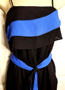 Vintage One-Piece Jumpsuit 90s Bib Ruffle Romper 1 piece belted suit Womens S - Picture 1 of 5