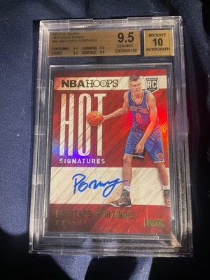 2015-16 KRISTAPS PORZINGIS Hoops rookie Hot Signatures 9.5 BGS 10 Auto HS-KP - Image 1 of 2