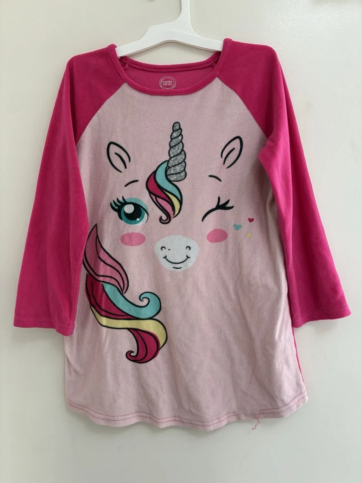 Camisón Wonder Nation Niños Niñas Unicornio Terciopelo Súper Suave Manga Raglán Rosa S Foto 1 de 4