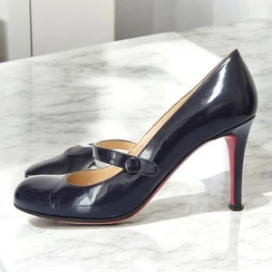 Christian Louboutin Navy Patent Leather Mary Jane Stiletto Heels EU37 - Picture 1 of 10