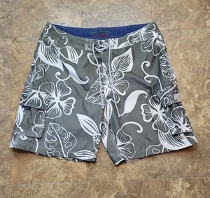 J. Crew Swim Board Shorts Mens 38 Green Beige Floral Hawaiian Beach Surf - Picture 1 of 11