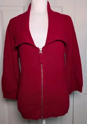 Cárdigan Michael Stars Mezcla Cachemira Cremallera Completa Rojo Talla Única Manga 3/4 Foto 1 de 4