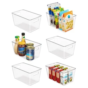 Clear Plastic Storage Bins, 6 PCS Pantry Organizer Bins with Handle for Refri... - Picture 1 of 7