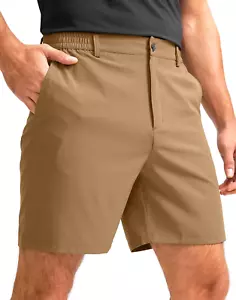 Men'S Casual Shorts 7" Lightweight Golf Shorts for Men Stretch with 3 Pockets Qu - Picture 1 of 12