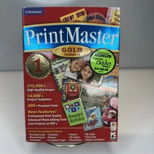 Broderbund PrintMaster Gold 16 PC Software Graphics Photos Templates NEW SEALED - Picture 1 of 10