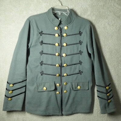 Mens Military Cosplay Jacket Costume Med Gray Brass Parade Uniform Reenactment - Image 1 of 4