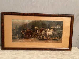 Antique Taber Prang Print, Horse Fair in Paris, Rosa Bonheur, Framed+Glass, 1915 - Picture 1 of 4