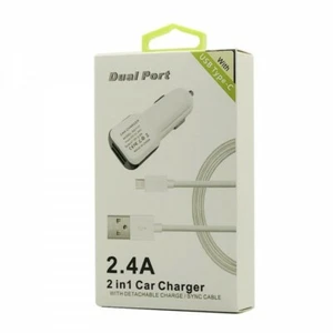 2 in 1 CAR CHARGER ADAPTER TYPE C FOR LG STYLO 4, STYLO 4 PLUS, LG G5, G6, G7 - Picture 1 of 1