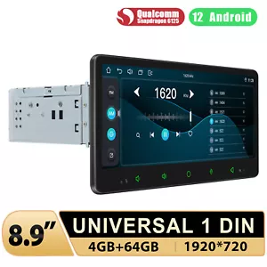 8,9 Zoll Android 12 Autoradio 1 Din Radio mit Navi 64GB + 4GB Carplay 8-Kern USB - Bild 1 von 15