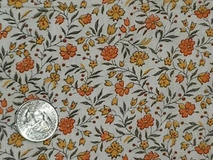 Orange Yellow Grey White Mini-Floral Unbranded Cotton Fabric w34"×L128" Light  - Picture 1 of 4