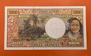 French Pacific Territories 1985-1996 Issue 1000 Francs Banknote Super Crisp UNC. - Picture 1 of 2