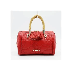 Auth Balenciaga Red Leather Quilted Boston Bag - Picture 1 of 10