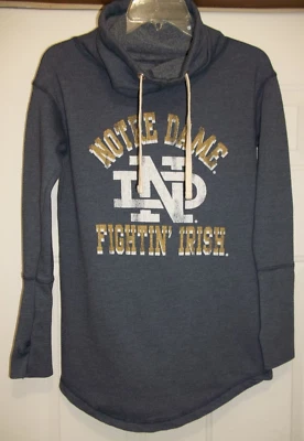 Notre Dame Fighting Irish Womens Cowl Neck Sweatshirt Small Retro Brand Blue EUC - Image 1 of 4