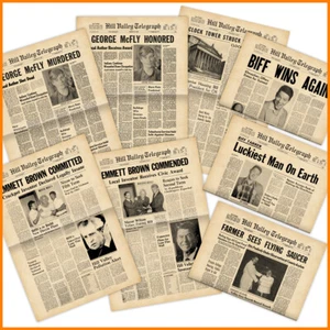 Zurück in die Zukunft Prop / Hill Valley Telegraph Zeitung mit 8 Titelseiten - Bild 1 von 5