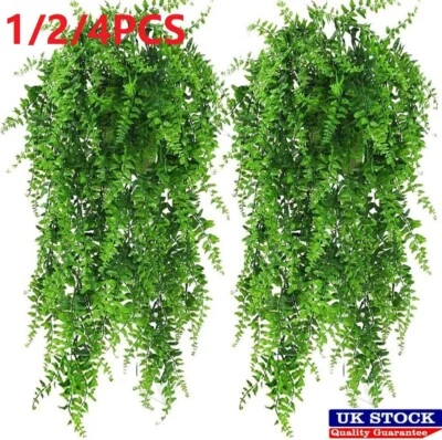 4 Artificial Hanging Plants Fake Fern Trailing Foliage Plastic Flower Leaf Decor - Image 1 of 4