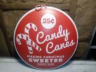 Christmas Tin Sign 8 3/4”" diameter domed Candy Canes Making Christmas Sweeter