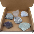 6Pcs Raw Labradorite Rock Crystal Blue Lace Agate Amethyst Amazonite Chrysocolla