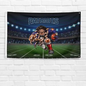 For New England Patriots Football Fans 3x5 ft Mascot Flag NFL Gift Banner